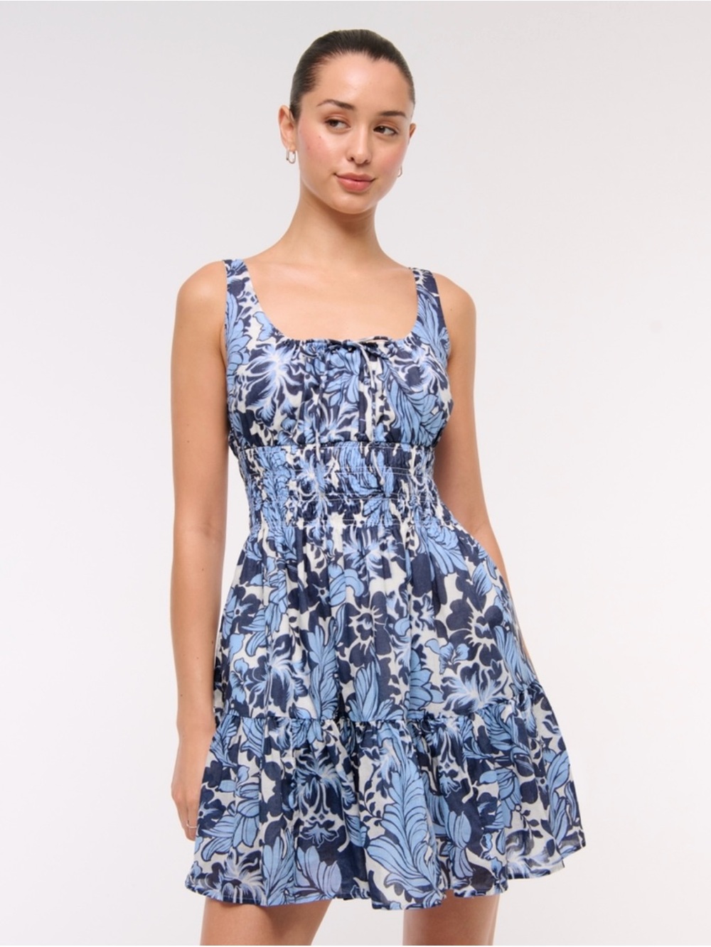 NWT Abercrombie & Fitch Smocked Tie-Front Mini Dress